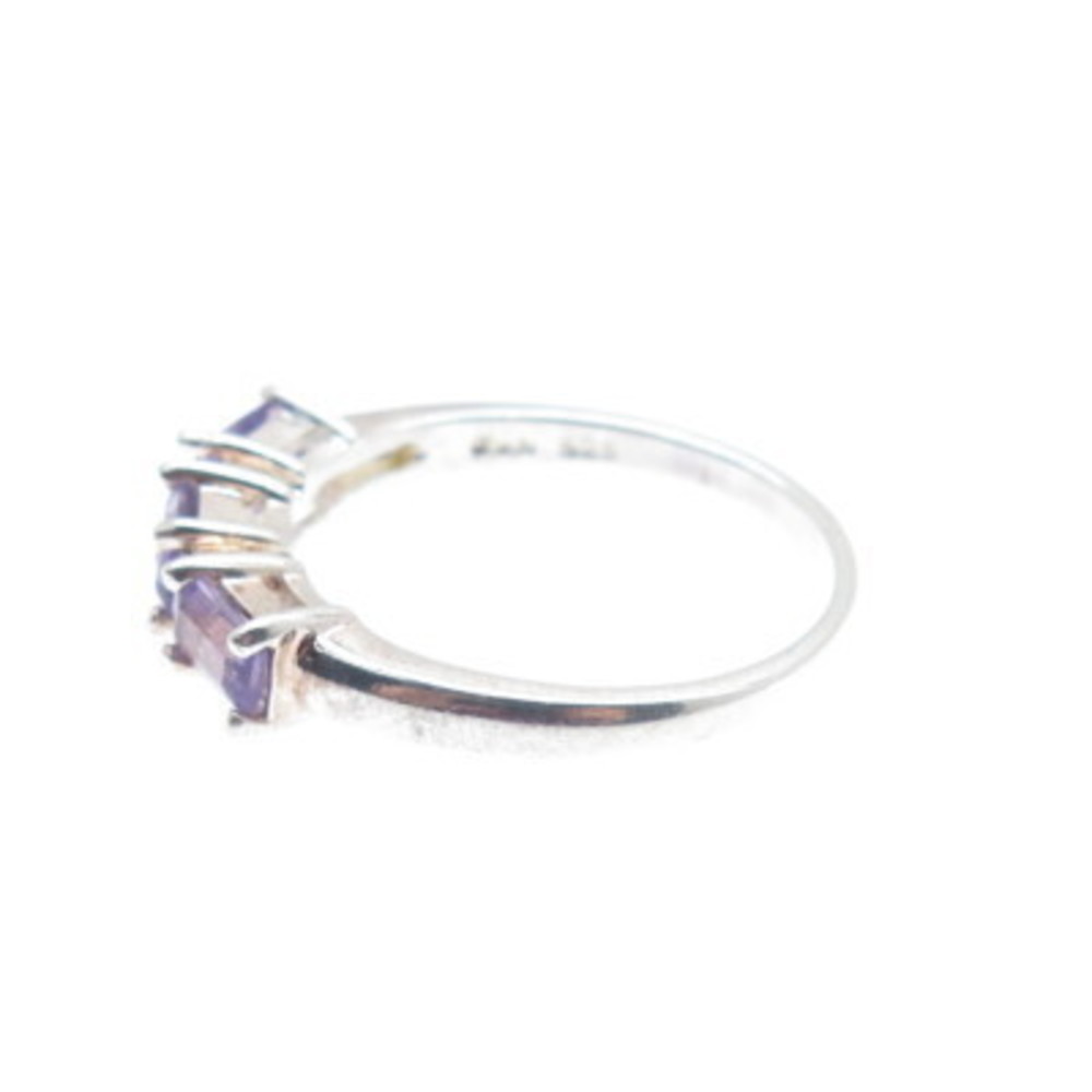 HAN 925 Sterling Silver Vintage Real Emerald-Cut Amethyst Ring Size 8 - Picture 4 of 9